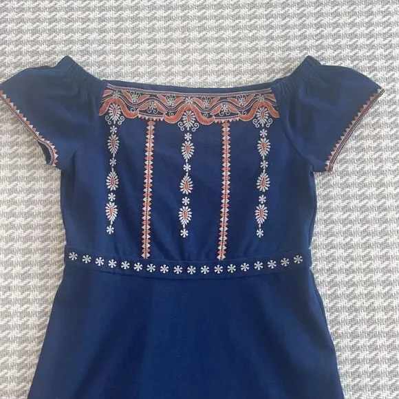 Tory Burch Nell Blue Embroidered Dress Large - Picture 6 of 12